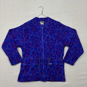VTG Nordica Sportssystem Fleece Jacket Blue Pink Swirl Print Zip Up Outdoor